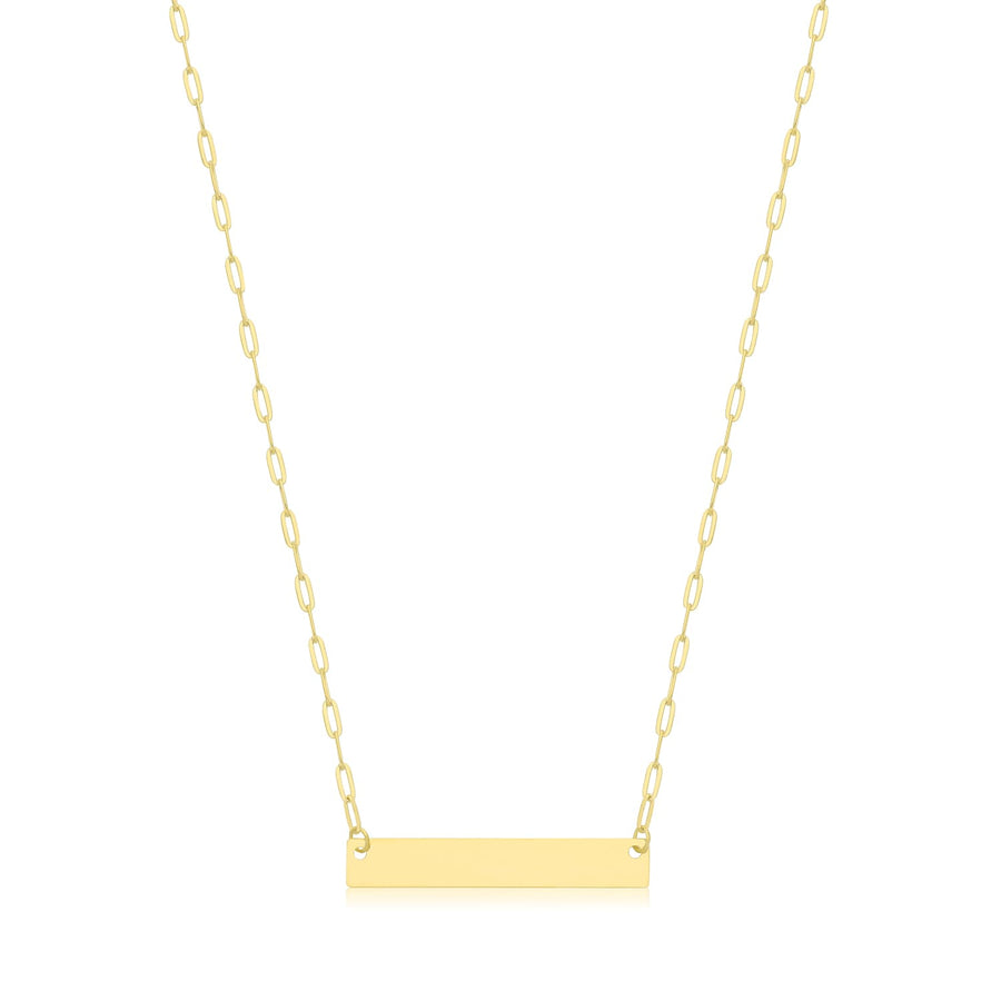 Paper Clip Chain ID necklace  - 9ct Gold