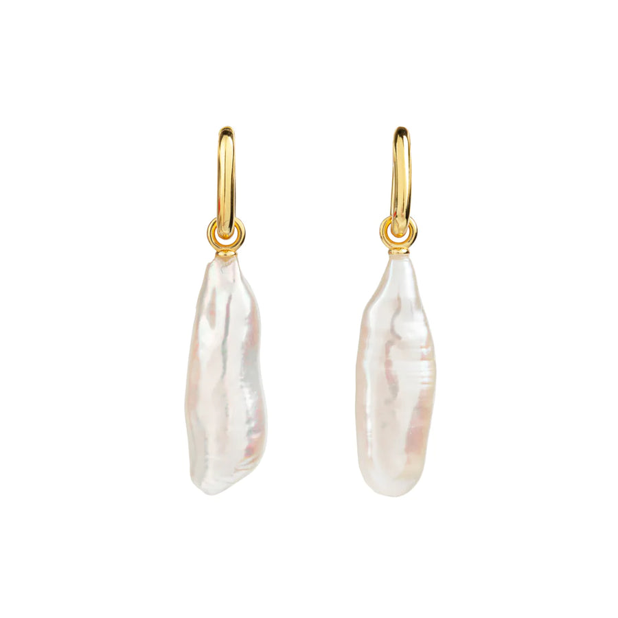 long baroque freshwater pearl hoop earrings - The Bold One Co