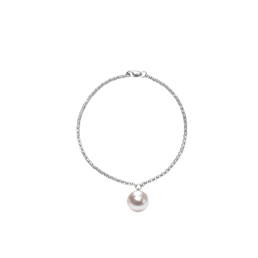 Sterling Silver chain bracelet with freshwater pearl charm - The Bold One Co