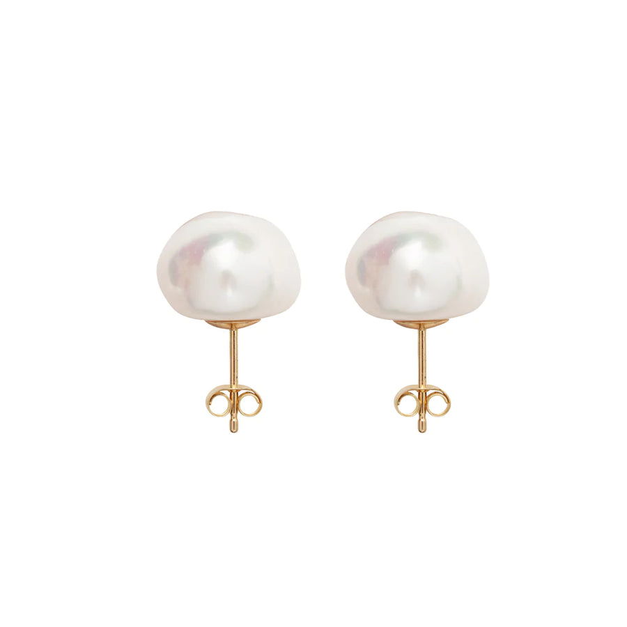 Large baroque white pearl stud earrings - The Bold One Co