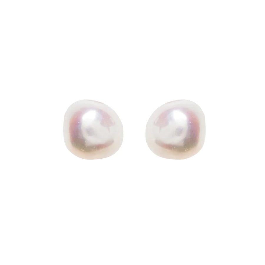 Large baroque white pearl stud earrings - The Bold One Co