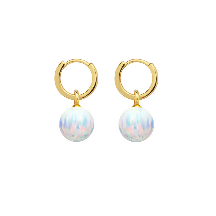 Ice Opal Hoop Earrings - 14ct Gold Vermeil