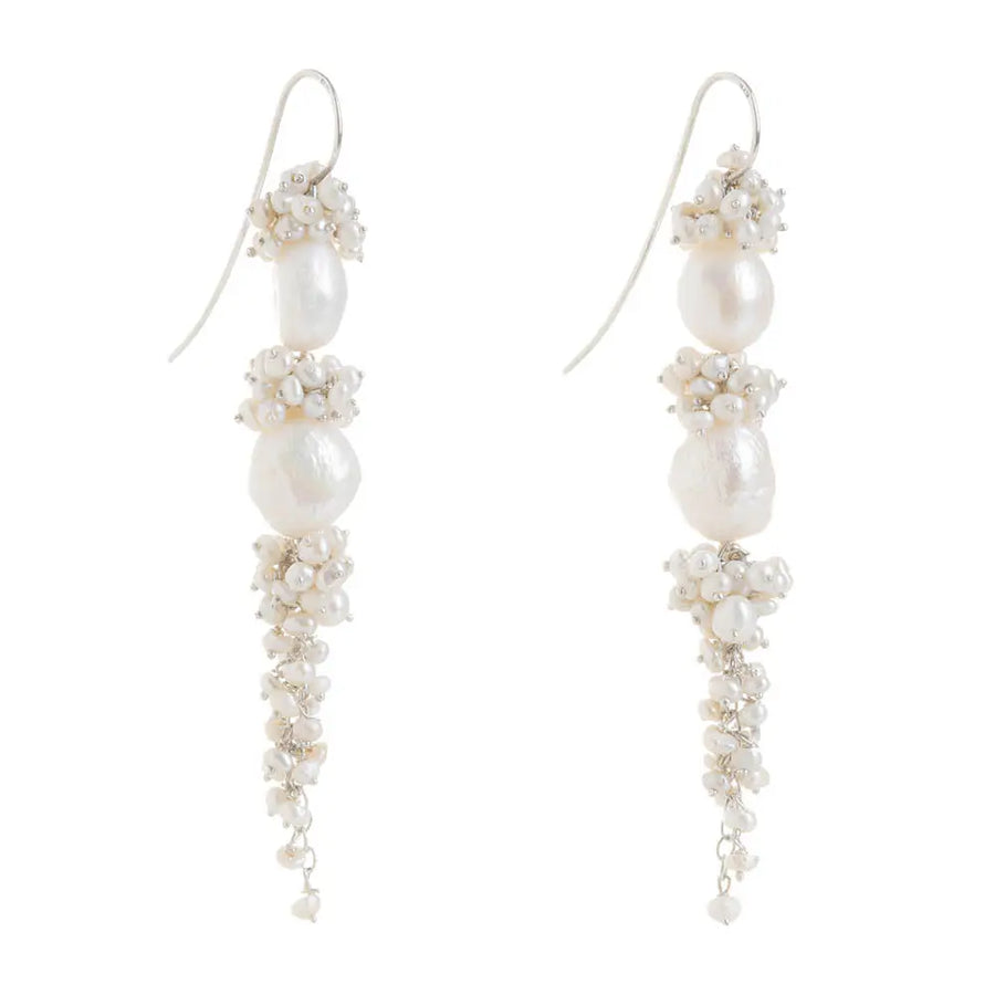 Long Baroque Pearl Drop Earrings Silver The Bold One Co