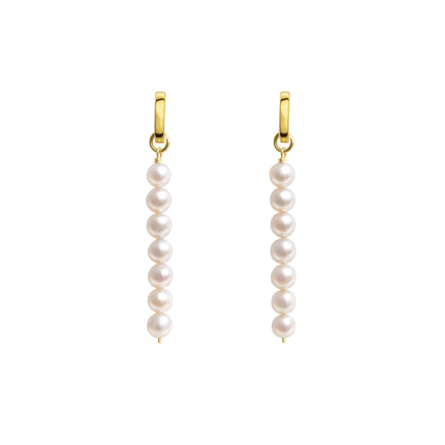 Linea White Pearl Hoops - Gold