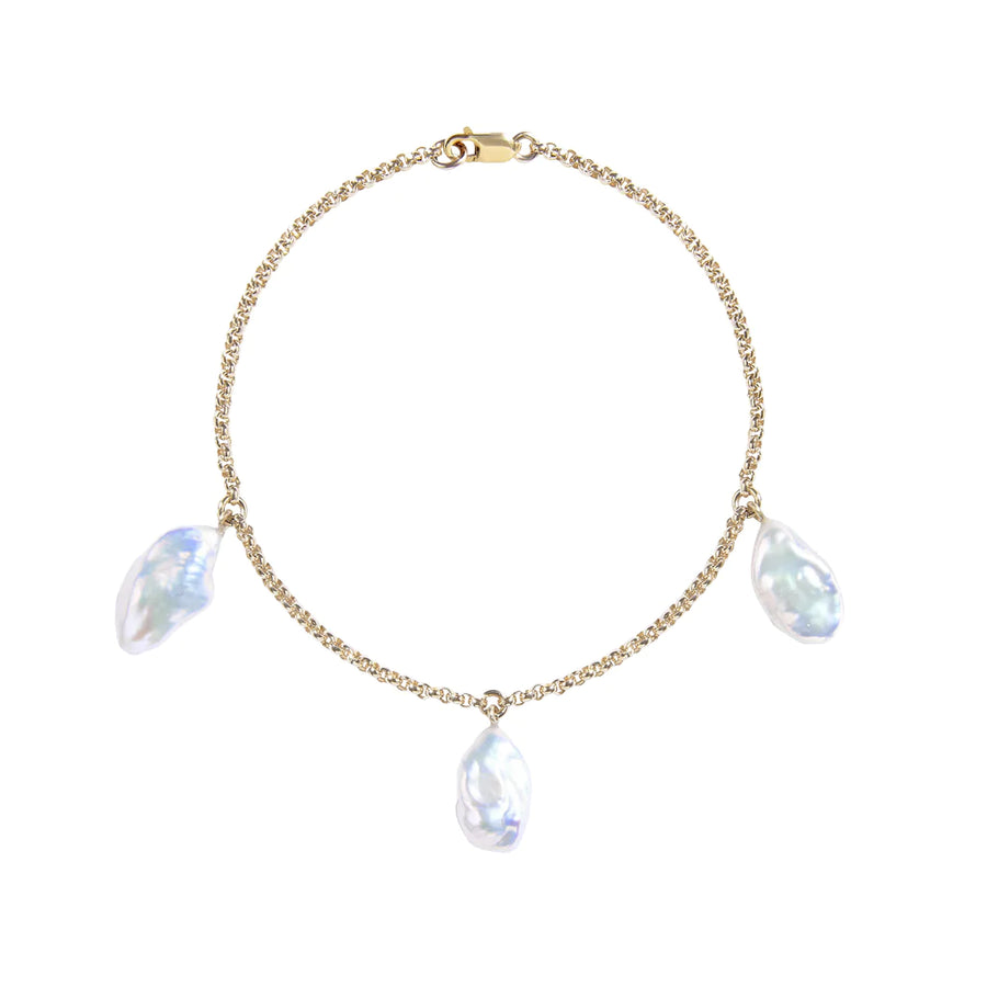 Mermaia 3 Keshi Pearls Bracelet - Gold