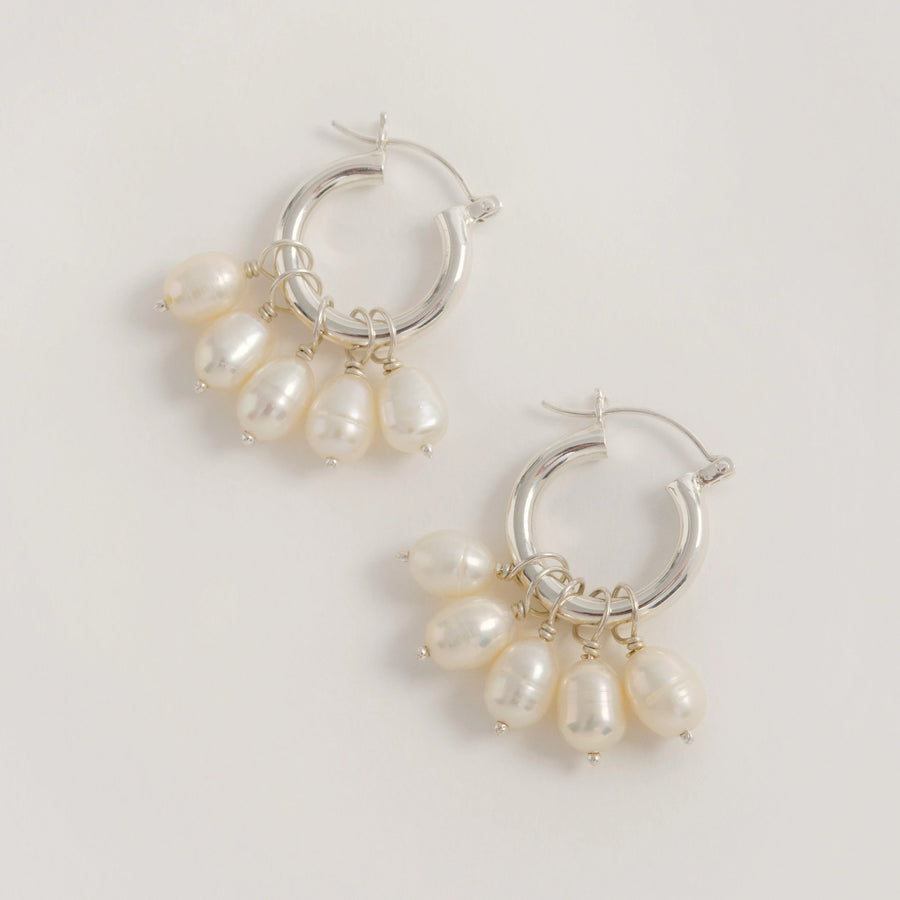 Sterling Silver hoops with detachable freshwater pearls