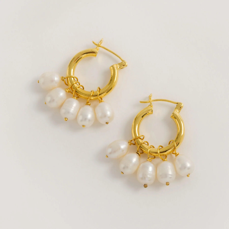 Mini Hoops Detachable Pearls - Gold