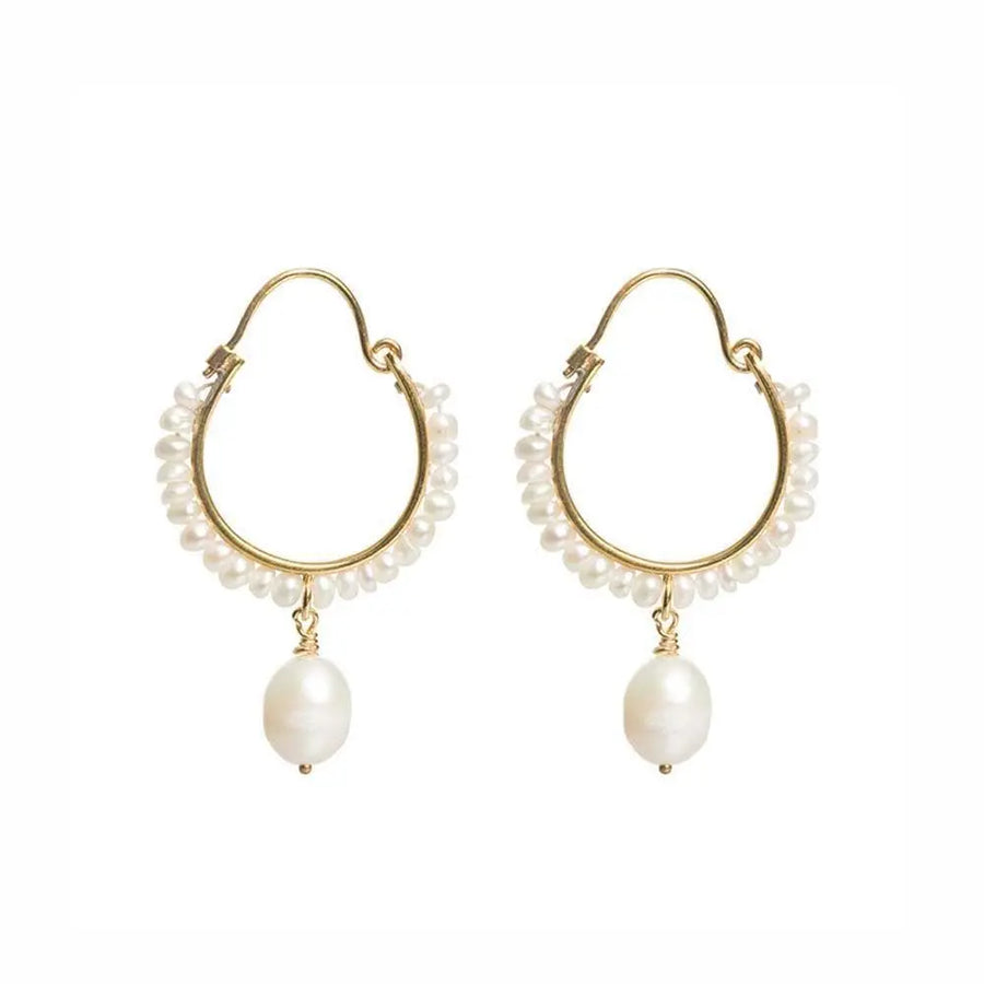 Small Pearly Drop Hoops