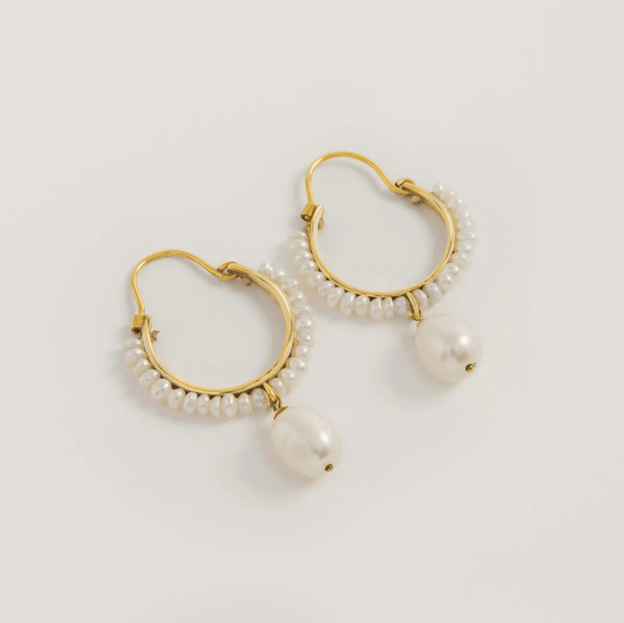 Small Pearly Drop Hoops