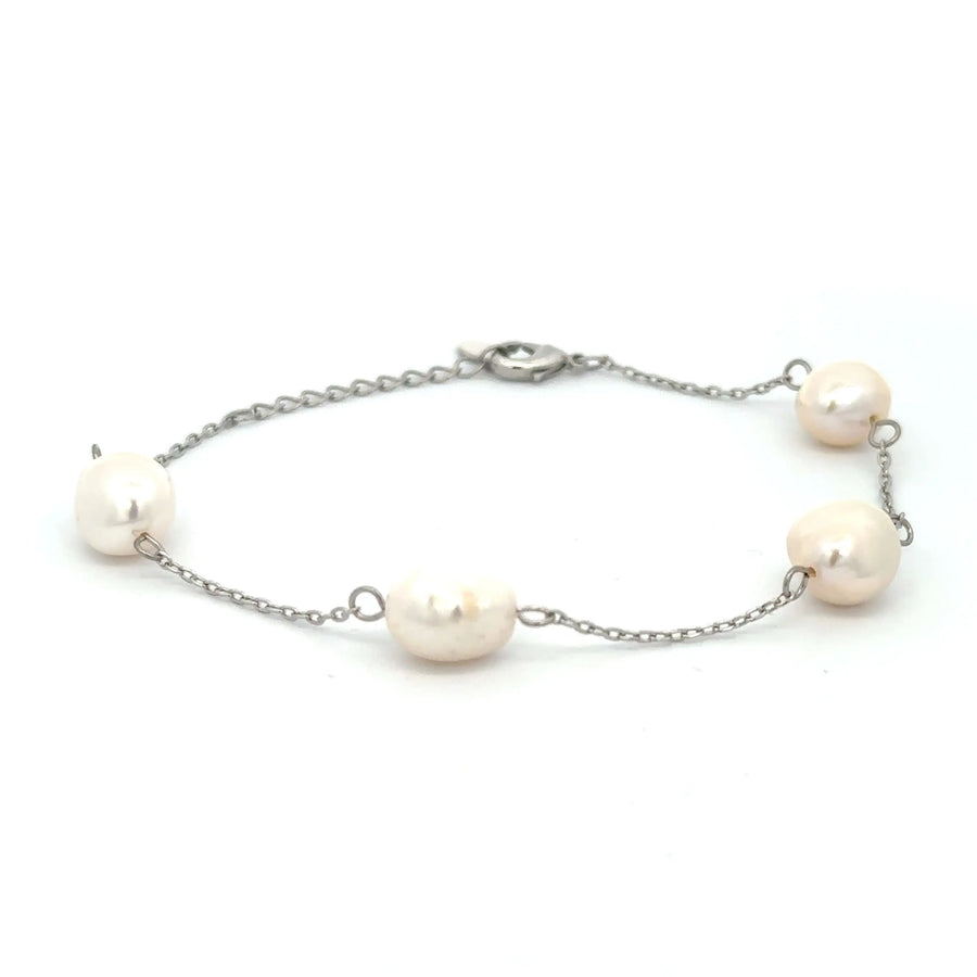 Silver Bracelet with Pearls - The Bold One Co