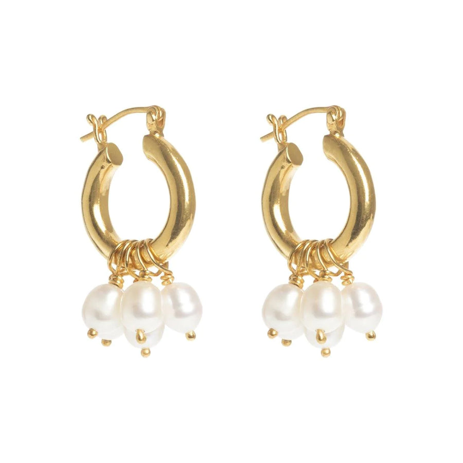 Mini Hoops Detachable Pearls - Gold