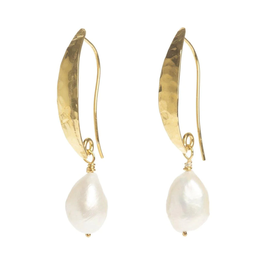 Baroque fresh water Pearl in a 22ct Gold 3-Micron Plated Silver Earring