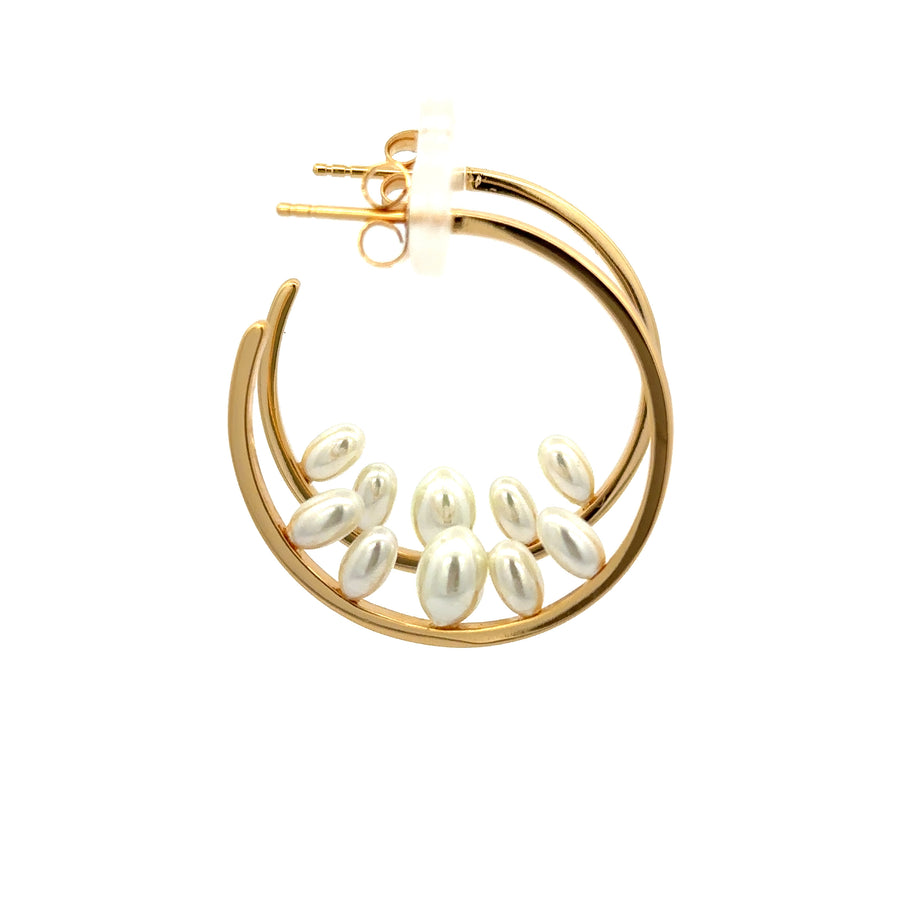 Sofia 14ct Gold Plated pearl hoops